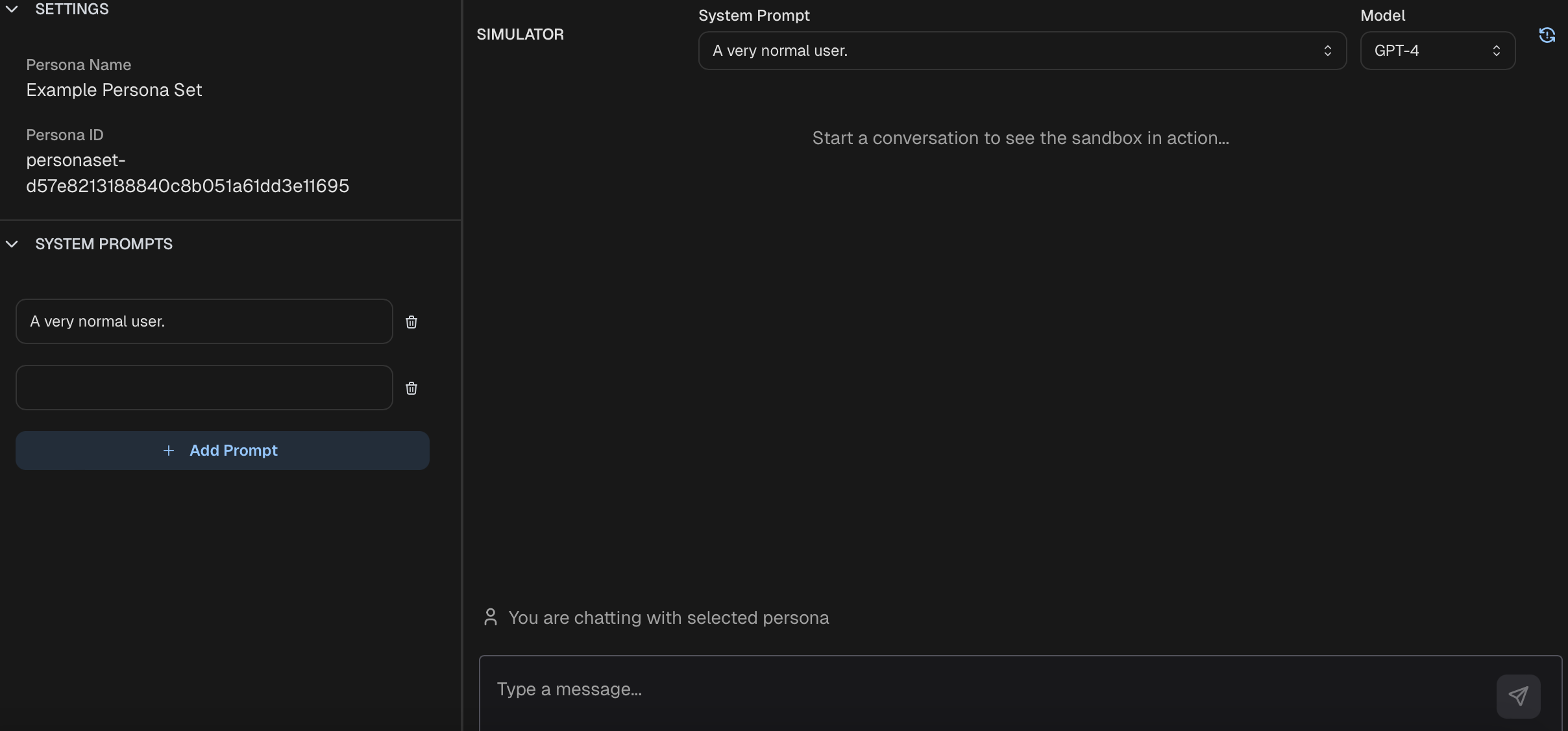 Successful persona set creation